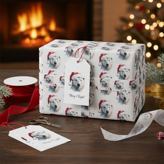 Beer met kerstpolen satijnen lint