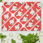 Beer met kerstpolen theedoek (Gevouwen)