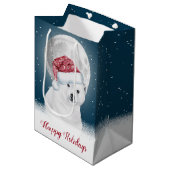 Beer met kerstpoten en mager-cadeautas medium cadeauzakje (Voorkant Gekanteld)