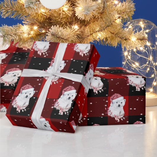 Beer met kerstpoten op buffelstang cadeaupapier (Feestdagen)