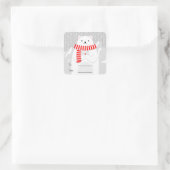 Beer met kerstsneeuw vierkante sticker (Tas)