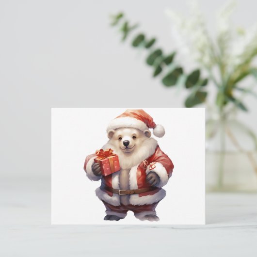 Beer met kerststaarten briefkaart (Staand voorkant)