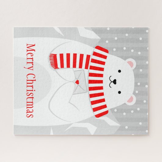 Beer met kerststaartwit legpuzzel (Horizontaal)