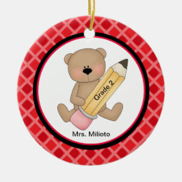 Beer met kerstversiering met Big Pencil leraar Keramisch Ornament