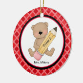 Beer met kerstversiering met Big Pencil leraar Keramisch Ornament (Links)