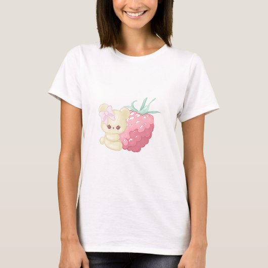 Beer met kleine frambozen t-shirt (Voorkant)