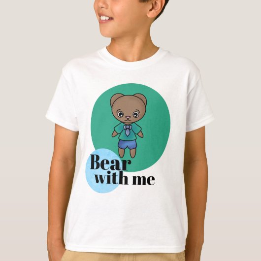 Beer met kleine Teddy in Cute Clothes T-shirt (Voorkant)