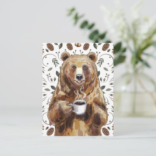 Beer met koffie briefkaart (Staand voorkant)