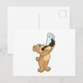 Beer met koffiebeker briefkaart (Voorkant / Achterkant)