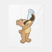 Beer met koffiebeker fleece deken (Voorkant)