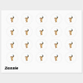Beer met koffiebeker ronde sticker (Vel)