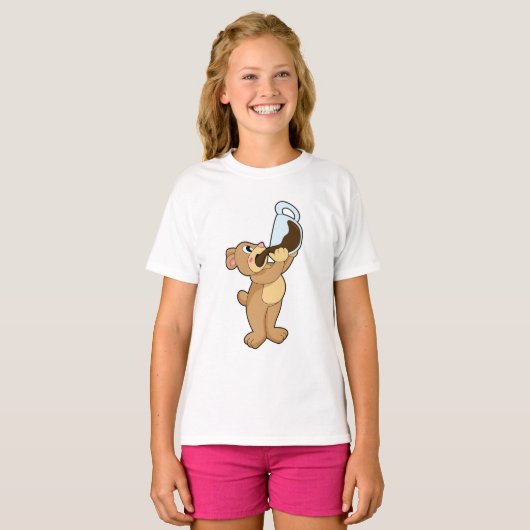 Beer met koffiebeker t-shirt (Voorkant volledig)