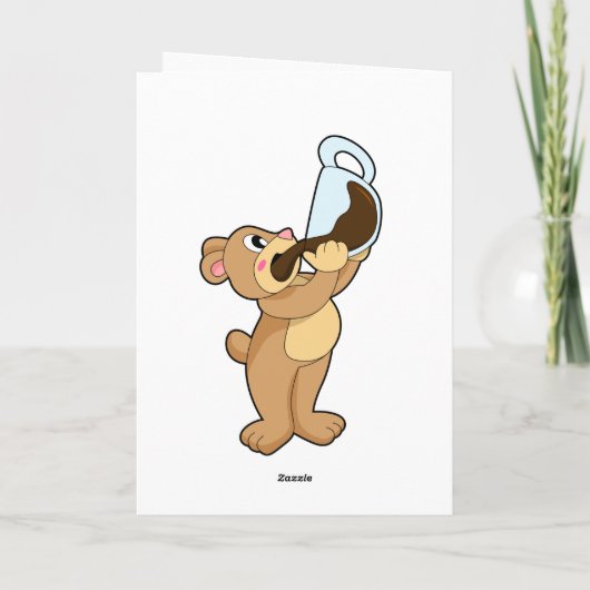 Beer met koffiekop kaart (Achterkant)