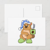 Beer met kop koffie en slaapkop briefkaart (Voorkant / Achterkant)