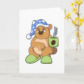 Beer met kop koffie en slaapkop kaart (Gele Bloem)