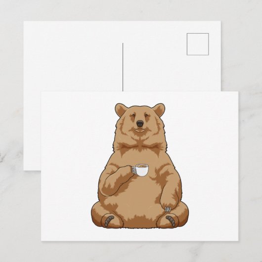 Beer met kopje koffie briefkaart (Voorkant / Achterkant)