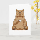 Beer met kopje koffie kaart (Gele Bloem)