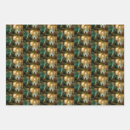 Beer met kubussen in een Pine Forest Ivan Shishkin Inpakpapier Vel (Voorkant)