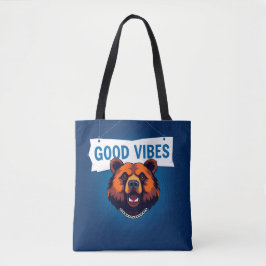 Beer Met Levendige Kleuren en Goede Vibes Tekst Tote Bag