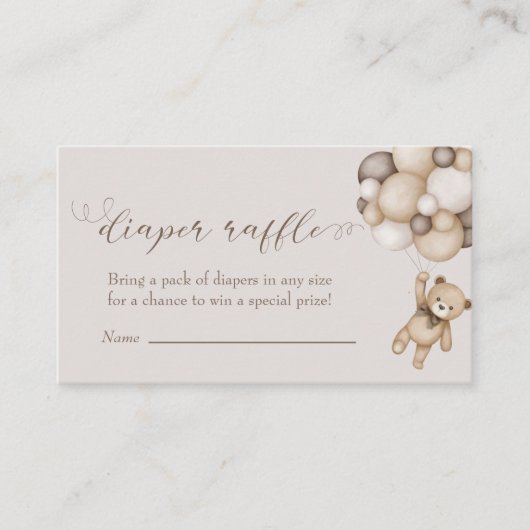 Beer met luchtballon, luierafvoer informatiekaartje (Voorkant)