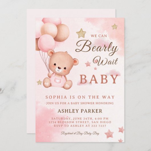 Beer met luchtballonnen kaart (Voorkant / Achterkant)