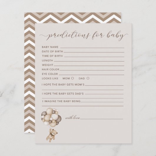 Beer met luchtballonvoorspelling voor de Kaart van (Voorkant / Achterkant)