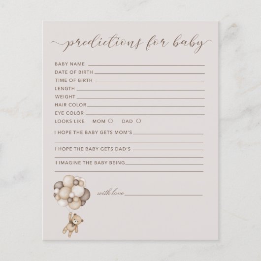 Beer met luchtballonvoorspelling voor de Kaart van (Voorkant)