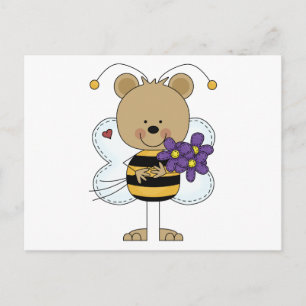 beer met paarse bloemen briefkaart