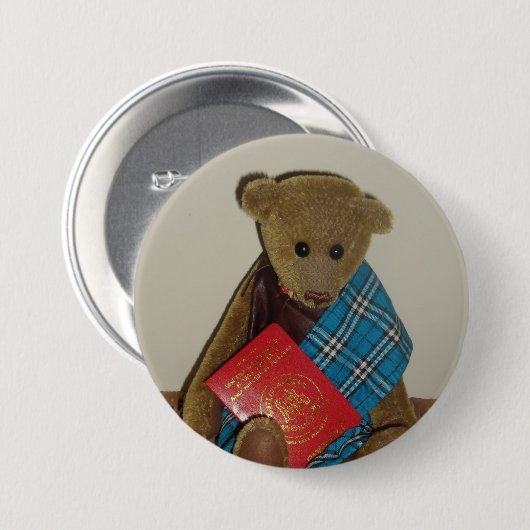 BEER MET PASPOORT RONDE BUTTON 7,6 CM (Voorkant /achterkant)