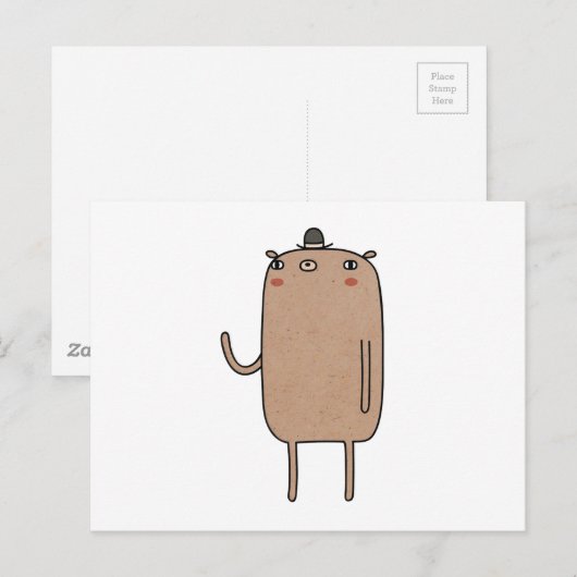 Beer met Pet Briefkaart (Voorkant / Achterkant)