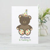 Beer met Polka Dot Birthday Pet Boy's Party Kaart (Staand voorkant)