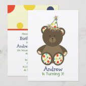 Beer met Polka Dot Birthday Pet Boy's Party Kaart (Voorkant / Achterkant)