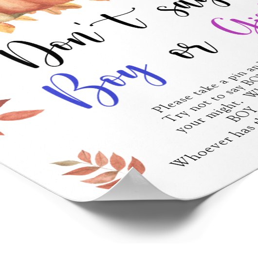 Beer met pompoen - Zeg geen jongen of meisje Poster (Hoek)