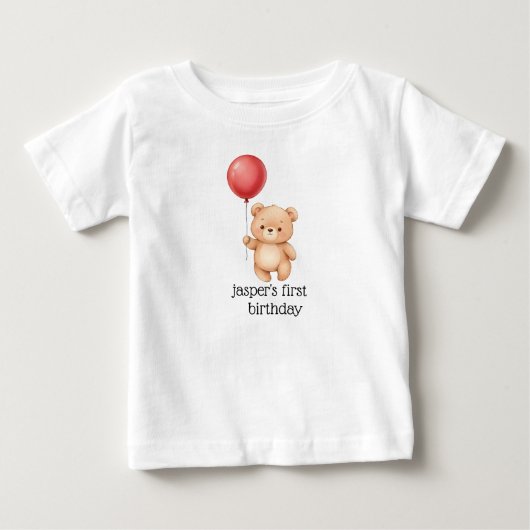 Beer met Rode Ballon Feesthoed Knuffel Baby (Voorkant)