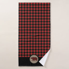 Beer met rode buffelplaat bad handdoek