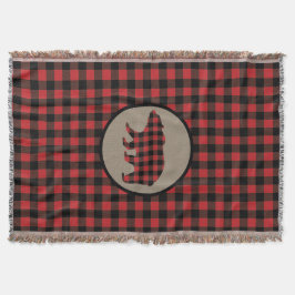 Beer met rode zwarte buffelplaat deken