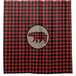 Beer met rode zwarte buffelplaat douchegordijn