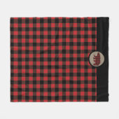 Beer met rode zwarte buffelplaat fleece deken (Voorkant (Horizontaal))