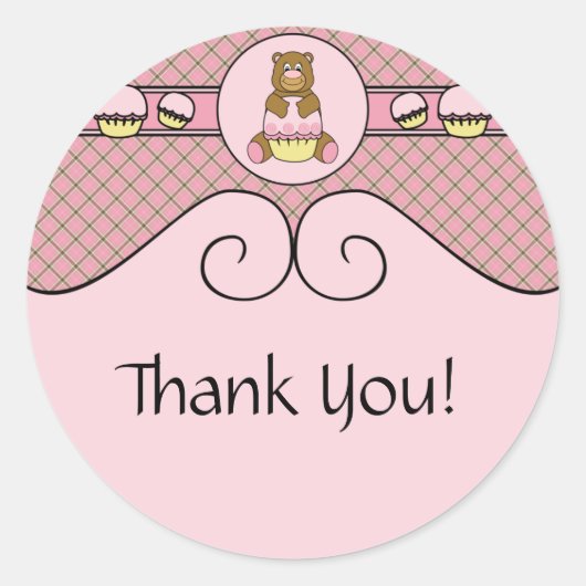 Beer met roze cupcake roze wafel kegel Sticker (Voorkant)