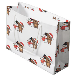 Beer met Snowman in de winter voor kerstmis Groot Cadeauzakje