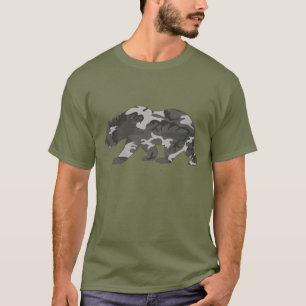 Beer met stedelijk camouflagepatroon t-shirt