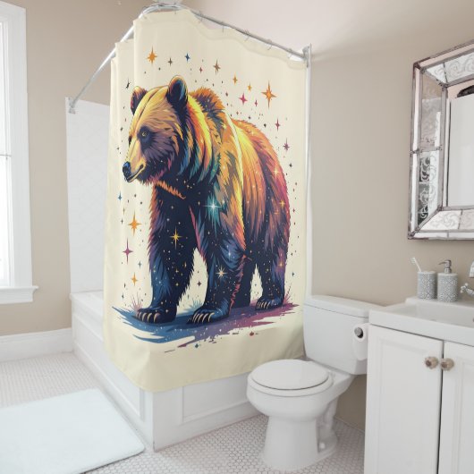 Beer met sterren douchegordijn (In situ)