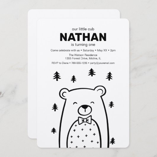 Beer met Stropdas van Bow, jarig Kaart (Voorkant / Achterkant)