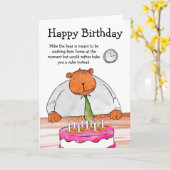 Beer met taart verjaardagskaart kaart (Gele Bloem)