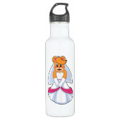 Beer met trouwjurk & sluier waterfles  (Voorkant)