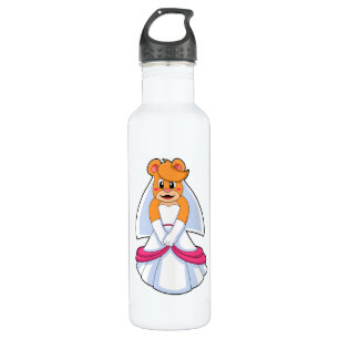 Beer met Trouwjurk & Sluier Waterfles