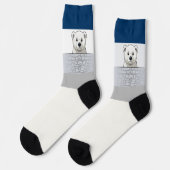 Beer met uitzicht over de muur, klassieke medische sokken (Links)