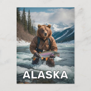 Beer met vis in Alaska Briefkaart