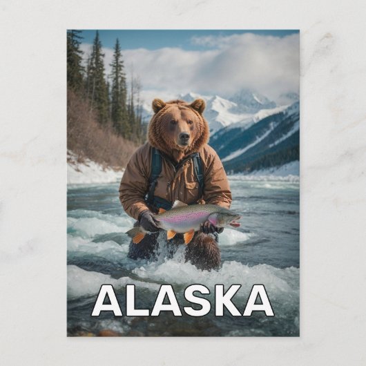 Beer met vis in Alaska Briefkaart (Voorkant)