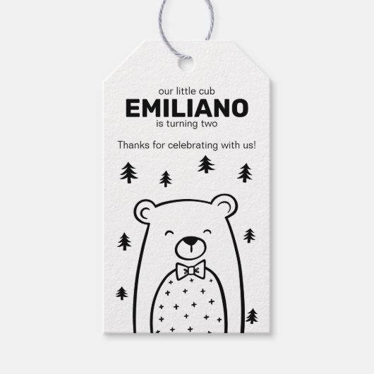 Beer met vlinderdas, cadeaukaartjes cadeaulabel (Voorkant)